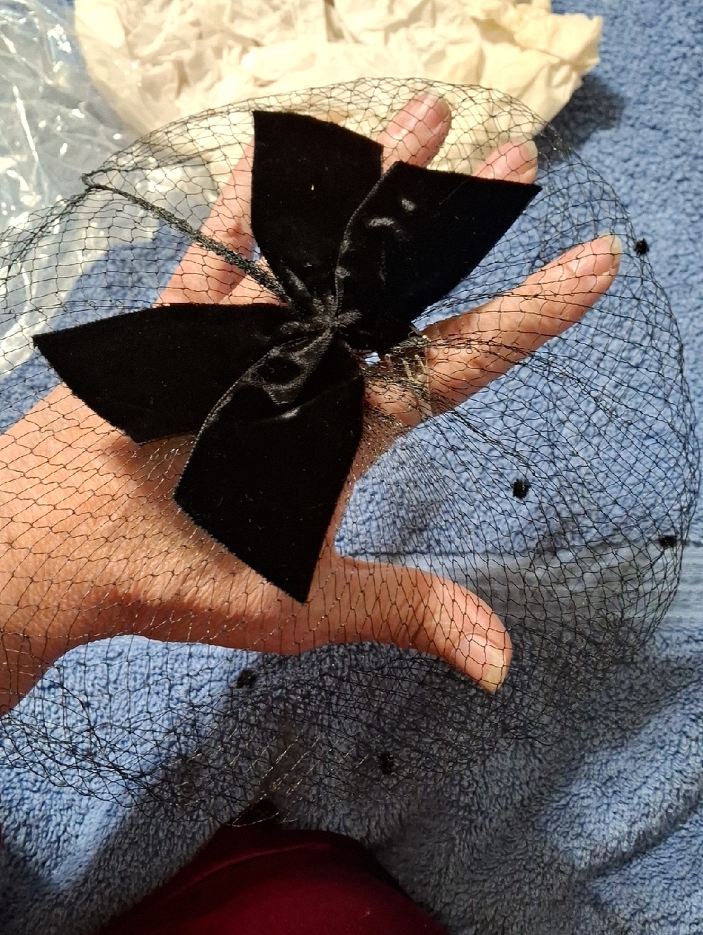 Black Velvet Bow Veil Hair Fascinator